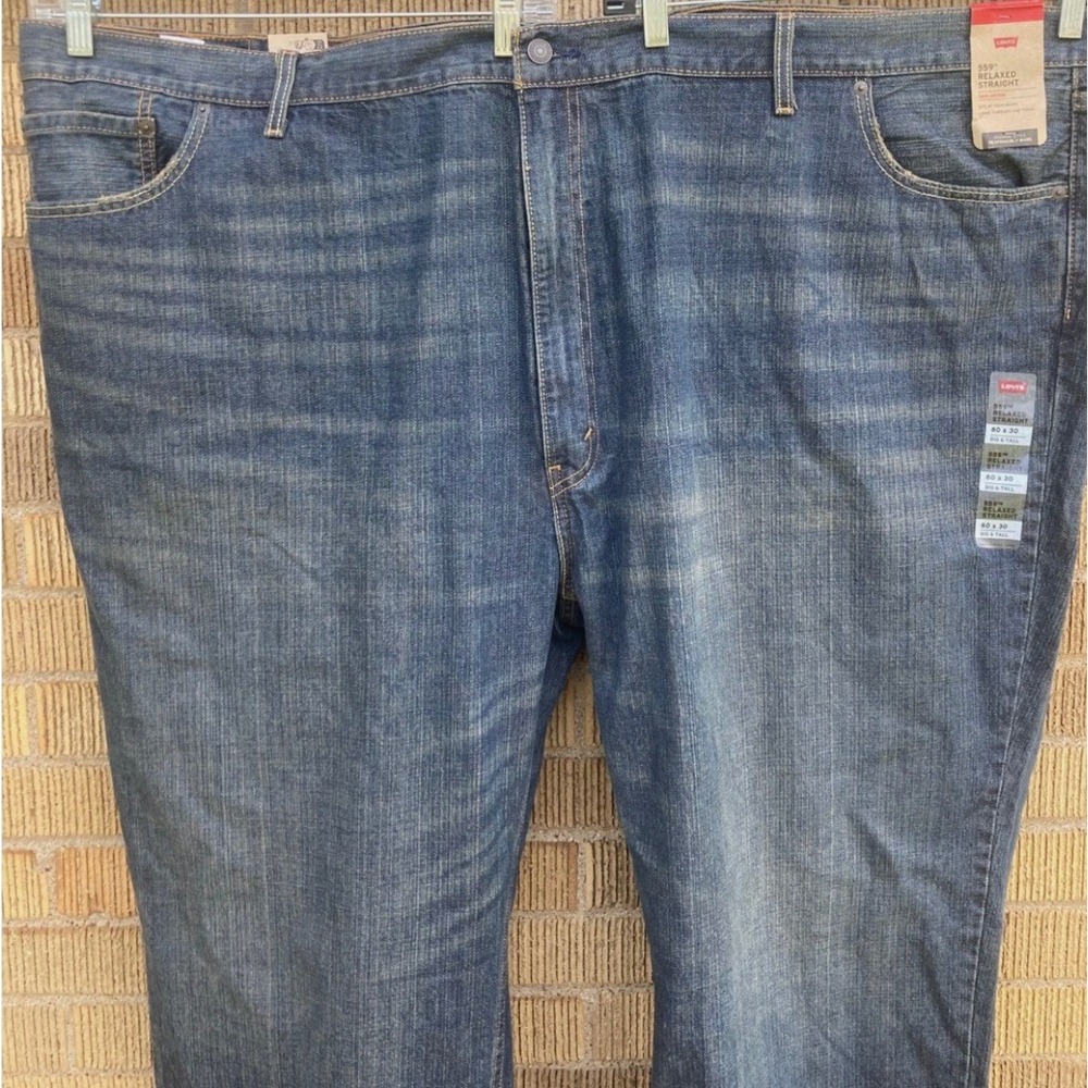 Levis 559 Relaxed Straight Jeans Mens 60x30 Big and Tall Blue Denim New